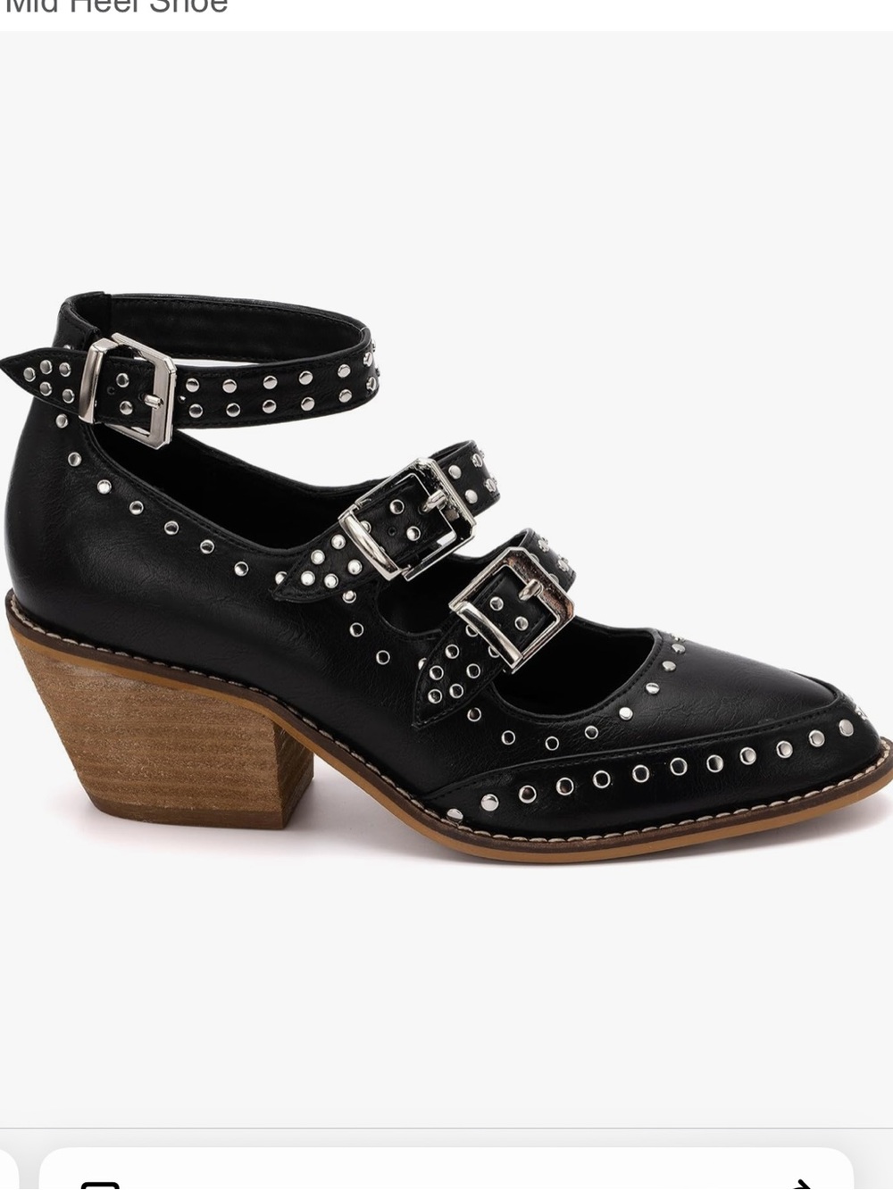 Corkys Hey Girl Cackle Black Western Heels with Silver Studs Mid Heel size 6